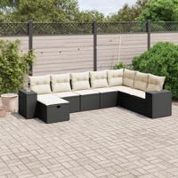 8-delige Loungeset met kussens poly rattan zwart - thumbnail