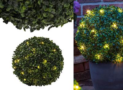 HI - Kunstbuxusbol - Met LED verlichting en timer - 35 cm diameter