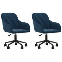 Eetkamerstoelen draaibaar 2 st fluweel blauw - thumbnail