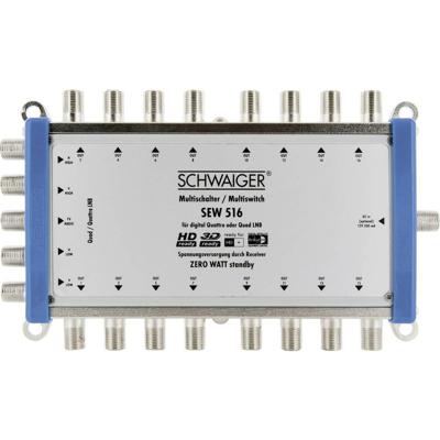 Schwaiger SEW516 531 Satelliet multiswitch Ingangen (satelliet): 5 (4 satelliet / 1 terrestrisch) Aantal gebruikers: 16 Standby-functie, geschikt voor Quad LNB Schwaiger SEW516 531 Satelliet multiswitch Ingangen (satelliet): 5 (4 satelliet / 1 terrestrisch) Aantal gebruikers: 16 Standby-functie, geschikt voor Quad LNB