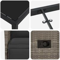 3-delige Tuin Eettafel Set met Kussens - Grijs Poly Rattan - thumbnail