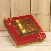 Bonbon doosjes - Chocolade doosje - Rood mat sterren PRESENTATIE - 24 stuks - thumbnail
