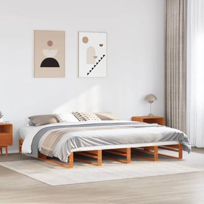 Bedframe zonder matras massief grenenhout wasbruin 180x200 cm