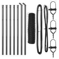 VidaXL Afrasteringspaal grijs 10 x 0,8 m (50 mm gaas) staal en pvc - thumbnail