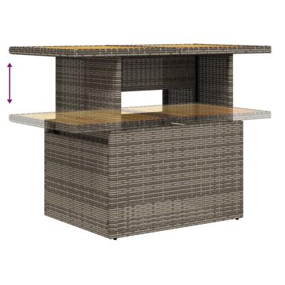 11-delige Loungeset met kussens poly rattan grijs