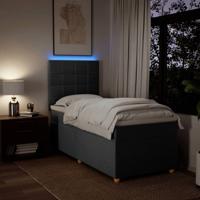 Boxspring met matras stof donkergrijs 90x190 cm - thumbnail