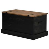 Opbergkist HALDEN zwart 91x48x47 cm massief grenenhout - thumbnail