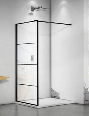 Douchewand Mila 110x200cm Helder Glas Mat Zwart Raster Douchewand Mila 110x200cm Helder Glas Mat Zwart Raster