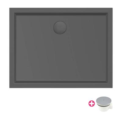 Douchebak Xenz Mariana | 90x70x4 cm | Incl.Afvoersifon-Chroom | Acryl | Rechthoekig | Zwart mat Douchebak Xenz Mariana | 90x70x4 cm | Incl.Afvoersifon-Chroom | Acryl | Rechthoekig | Zwart mat