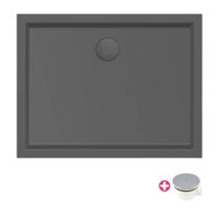 Douchebak Xenz Mariana | 90x70x4 cm | Incl.Afvoersifon-Chroom | Acryl | Rechthoekig | Zwart mat - thumbnail
