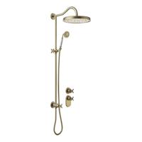 Regendoucheset Tres Clasic Opbouw Incl. Handdouche Inbouw Douchethermostaat Verouderd Messing - thumbnail