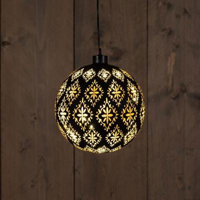 Anna's Collection LED glazen bal blad 12 lampjes zwart Ø 15cm, warm wit