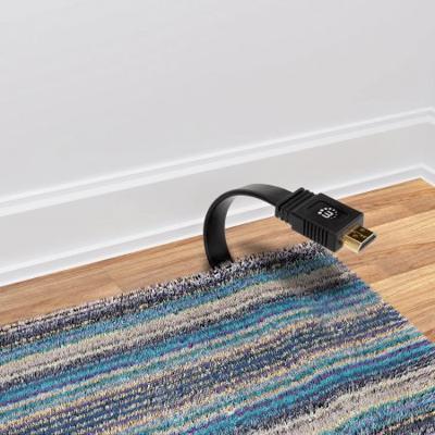 Manhattan 355643 HDMI-kabel HDMI Aansluitkabel HDMI-A-stekker, HDMI-A-stekker 10.00 m Zwart 4K UHD, Afgeschermd (dubbel), Plat, Platte uitvoering