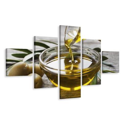 Schilderij - Olijfolie in schaaltje, 5luik, premium print