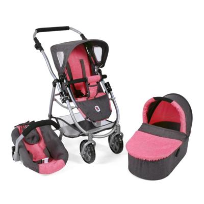 Combi-poppenwagen Emotion All in 1 - Melange Antraciet Pink