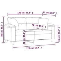 Tweezitsbank met sierkussens 140 cm kunstleer crèmekleurig - thumbnail