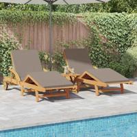 Ligstoel 2 pcs Taupe 200 x 67 x 84cm Massief acaciahout - thumbnail