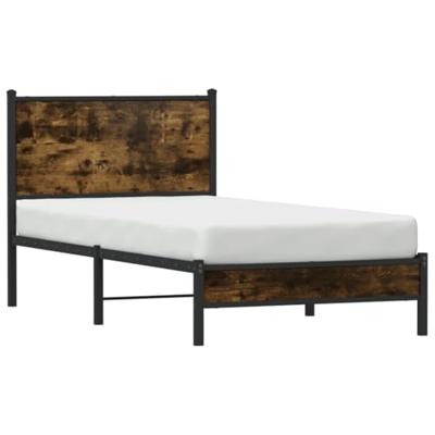 Bedframe zonder matras metaal gerookt eikenkleurig 75x190 cm