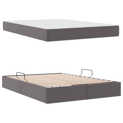 Opbergbed met matras met matras Grijs 140 x 190 cm Nep Leer