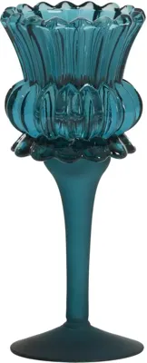 Light & Living theelichthouder glas flowi 8x19cm petrol