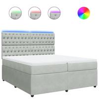 Boxspring met matras fluweel lichtgrijs 200x200 cm - thumbnail