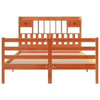 Bed met boekenkast zonder matras grenenhout wasbruin 160x200 cm - thumbnail