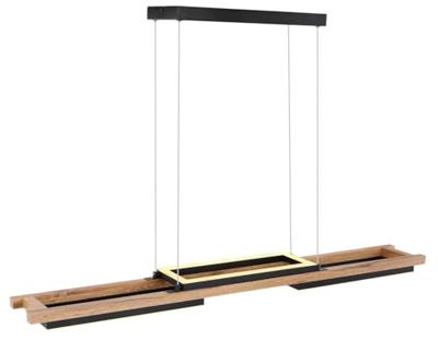 Globo Desing hanglampIlla zwart met hout - 67266H