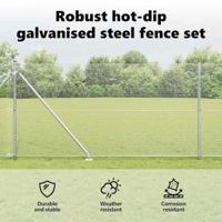 VidaXL Afrasteringspaal zilver 10 x 1,2 m (16 x 16 mm gaas) staal - thumbnail