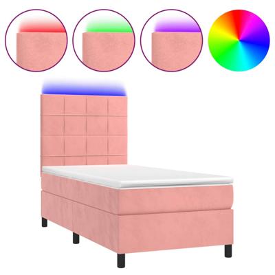 Boxspring met matras en LED fluweel roze 90x200 cm