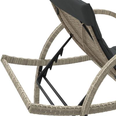 Ligbedden 2 st met kussens poly rattan lichtgrijs - thumbnail