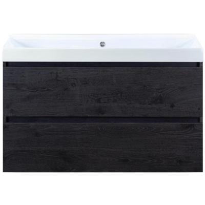 Maxx XL Badmeubelset 100 cm - Black Oak - Wastafel Just Zonder Kraangat
