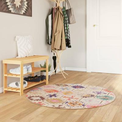 VidaXL Vloerkleed wasbaar anti-slip ø 120 cm meerkleurig VidaXL Vloerkleed wasbaar anti-slip ø 120 cm meerkleurig