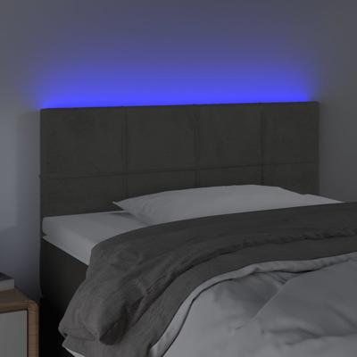 Hoofdbord LED 144x5x118/128 cm fluweel donkergrijs - thumbnail