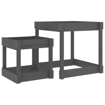 VidaXL Zandtafels 2 st massief grenenhout grijs VidaXL Zandtafels 2 st massief grenenhout grijs