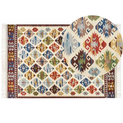 Beliani-AKNALICH-Kelim vloerkleed-Multicolor-200 x 300 cm-Wol
