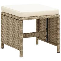 Tuinstoelen 2 st met voetenbanken poly rattan beige - thumbnail