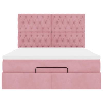 Ottoman bed met matrassen en LED's 140x200cm fluweel roze