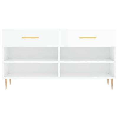 VidaXL Schoenenbank 102x35x55 cm bewerkt hout hoogglans wit
