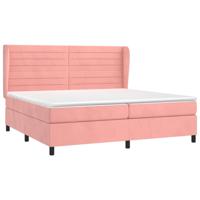 Boxspring met matras fluweel roze 200x200 cm - thumbnail