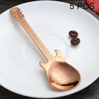 5 PC'S Creative RVS gitaar vorm koffie lepel mengen lepel (Rose goud) - thumbnail