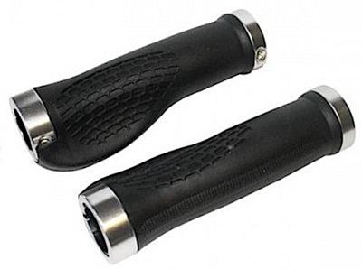 Qtcycletech Qt cycle tech stel handvatten met vleugel+schroef 130mm zwart op kaart