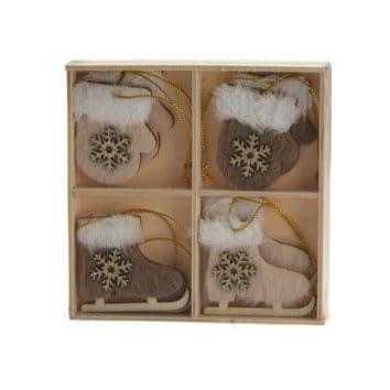 Houten Hangdecoratie Set, 8st. Houten Hangdecoratie Set, 8st.