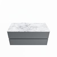 MONDIAZ VICA-DLUX 110cm badmeubel onderkast Plata 2 lades. Inbouw wastafel CLOUD links zonder kraangat, kleur Glace. - thumbnail