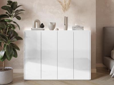 Schoenenkast PEASY 4 deuren hoogglans wit/scandinavische eik