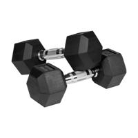 REBEL ACTIVE Rubbergecoate gietijzeren dumbbells 2x6 kg - thumbnail