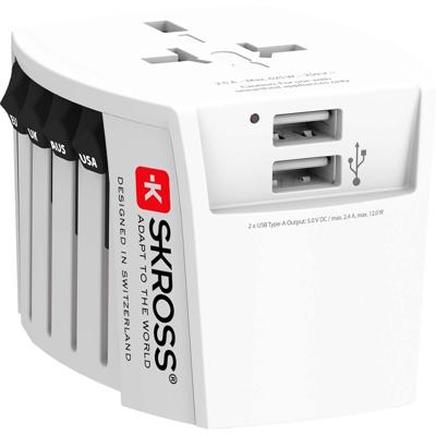 Skross SKR1302960 Muv Usb (2xa) Compacte 2-polige Wereldreisadapter Met 2 Geïntegreerde Usb-poorten Skross SKR1302960 Muv Usb (2xa) Compacte 2-polige Wereldreisadapter Met 2 Geïntegreerde Usb-poorten