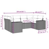 6-delige Loungeset met kussens poly rattan bruin - thumbnail