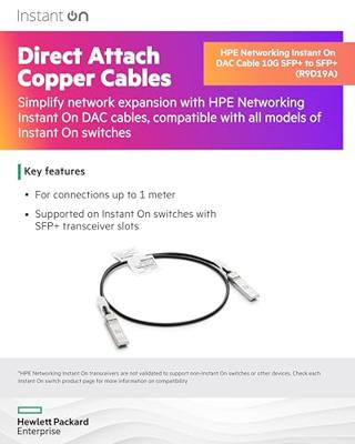 aruba R9D19A Glasvezel Optische vezel Aansluitkabel 1.00 m Zwart, Zilver [1x SFP+ - 1x SFP+]