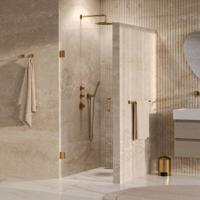 Brauer Void - Nisdeur - Helder Glas - 60 x 200 cm - Omkeerbaar - incl. Glascoating - PVD Goud Geborsteld - thumbnail