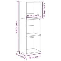 Boekenkast 40x30x114 cm bewerkt hout gerookt eikenkleurig - thumbnail
